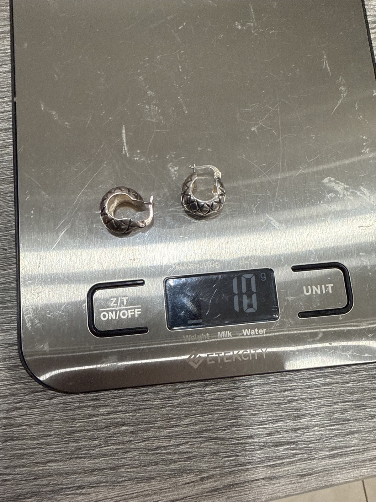 Vintage 925 Pineapple Silver Solid Half-Hoop Earr… - image 10