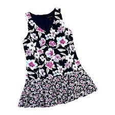 Banana Republic Dress Women Sz 2 Floral Flounce Hem Sleeveless Cocktail Petite