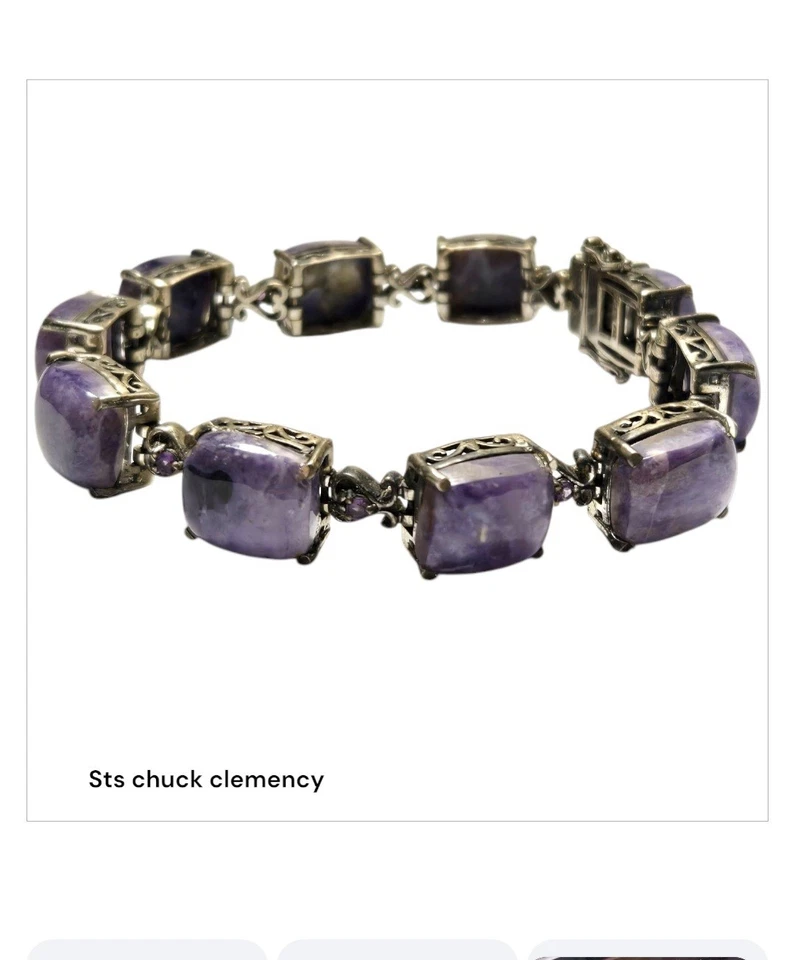 Brazalete retirado STS Chuck Clemency plata esterlina charoita amatista Foto 3 de 4
