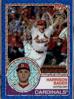 2018 Topps Chrome 35th Anniversary Harrison Bader Blue Mojo RC /150 Cardinals 