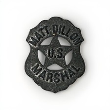 Vintage 1959 GUNSMOKE Matt Dillion U.S. Marshall Badge Pinback Metal Toy CBS 2"