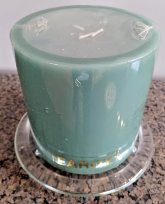 Vintage Very Rare Huge Faroy Triple Wick Candle 6'' x 6'' w/Glass Stand New Sealed