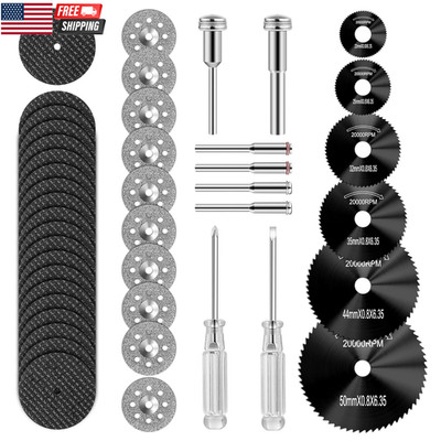 44Pcs Cutting Wheel Set Compatible with Plastic for Rotary Tool, HSS Circular Sa