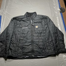 Carhartt Mens 2XL Rain Defender Jacket Black Quilted Full Zip Coat 102208 001