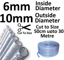 6mm or 1/4" Clear Flexible PVC Tube Reinforced Pipe Water Pond Braided Hose