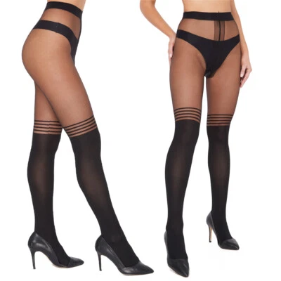 FUTURO FASHION Women's Black Semi Opaque Tights Pantyhose Imitating Stockings 40 Denier AA1054