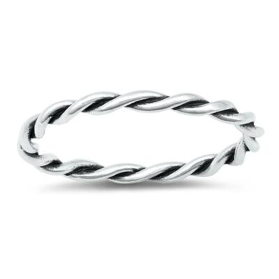 Infinity Knot Ring - .925 Sterling Silver Oxidized Rope Band (Sizes 3-10)