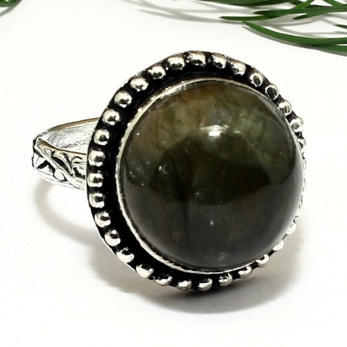Labradorite Natural Gemstone Solid 925 Sterling Silver Handmade Ring Jewelry - Picture 2 of 5