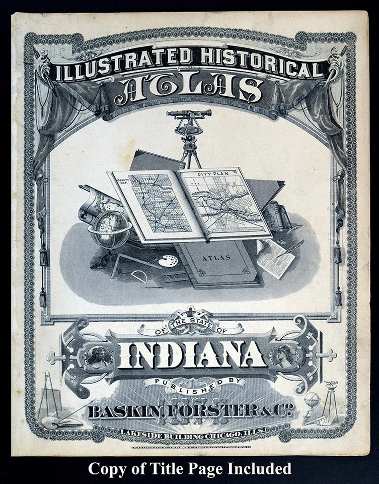 1876 Indiana Map Vermillion County Newport Clinton Perrysville Alta Eugene IN - Image 4 of 4