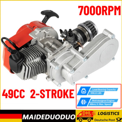 Mini Motor 49CC 2-Takt Dirt Bike Cross Pocketbike Quad Getriebe Vergaser Rot