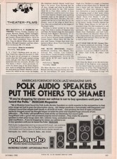Polk - Speakers - Original Magazine Ad - 1980