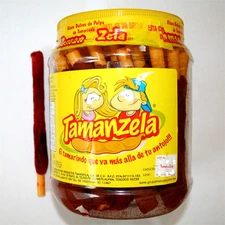 Tamanzela Banderilla Tamarindo flavor w/salt & chili 40-pcs on jar 1lb-8oz 