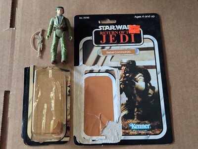 Star Wars RotJ 1983 Rebel Commando 100% Complete 77 Back Card w/ Bubble NO REPRO