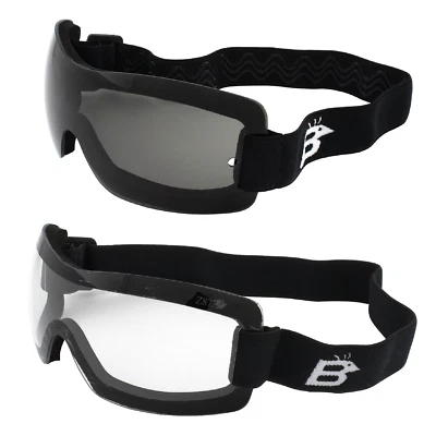 Birdz Eyewear Wren Padded Ski Sports & Motorcycle Goggles 2 Pairs Clear & Smoke