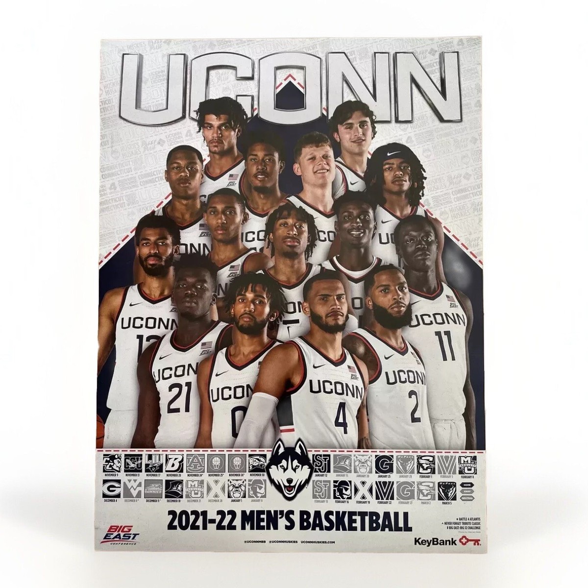 2021-2022 UCONN MENS BASKETBALL POSTER 18x24” HUSKIES UNIVERSITY