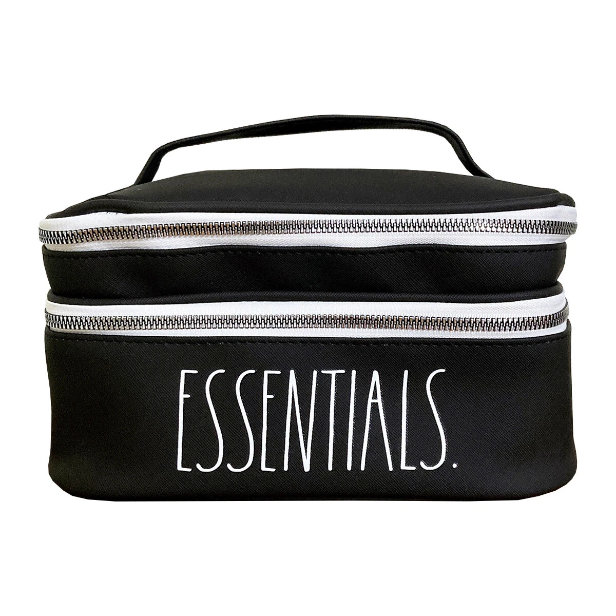 Rae Dunn Cosmetic Train Case ESSENTIALS Black Large Makeup Bag Travel Organizer