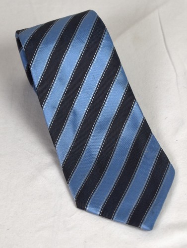 Xlent Hermes Krawatte hellblau & blau grau Repp Streifenmuster 100 % Seide 3,5 x 58