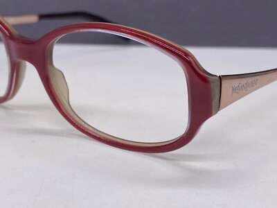 Yves Saint Laurent Brille Damen Rund Oval Rot Gold YSL 5101 NP:183 