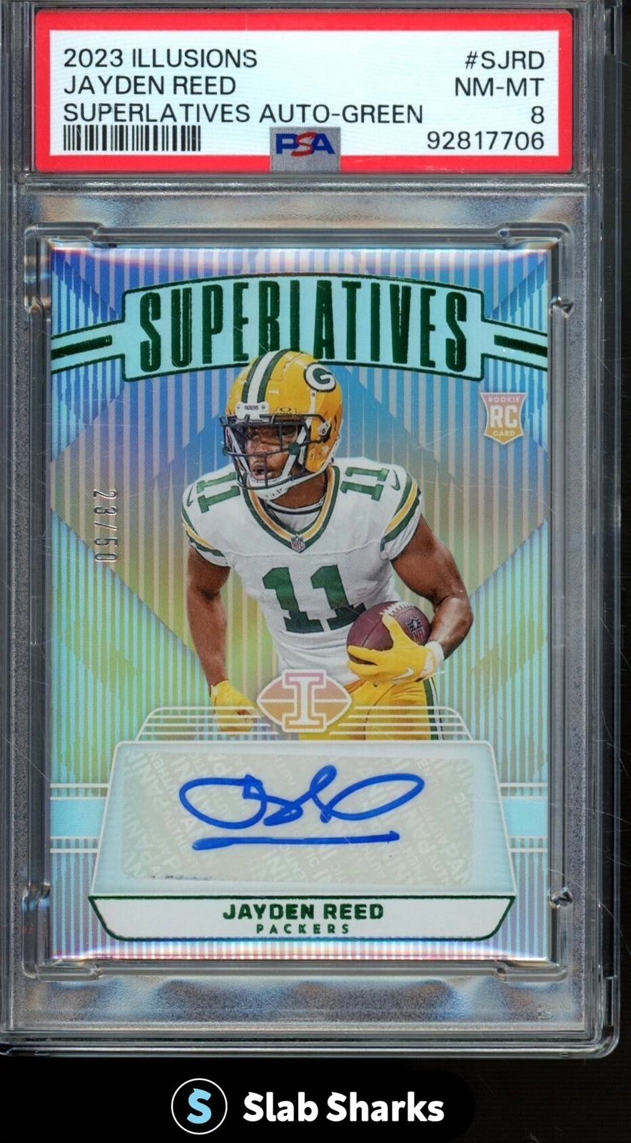 Jayden Reed Panini Illusions Superlatives Autographs #SJRD Green