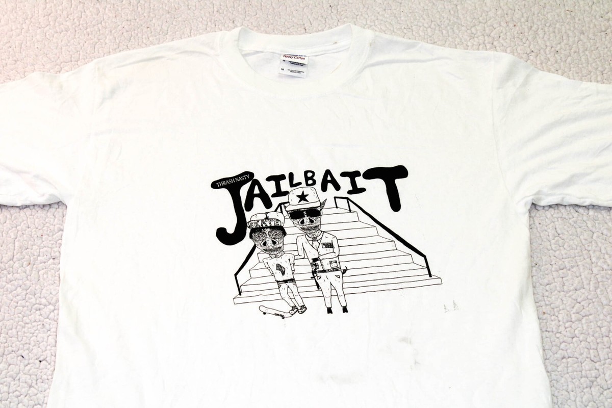 Jailbait Trash Nasty T-Shirt Adult MEDIUM White Short Sleeve