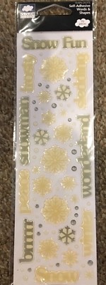 Rain Dots Self-Adhesive Words & Shapes Snow Fun Sledding Cloud9 Design 70 pieces