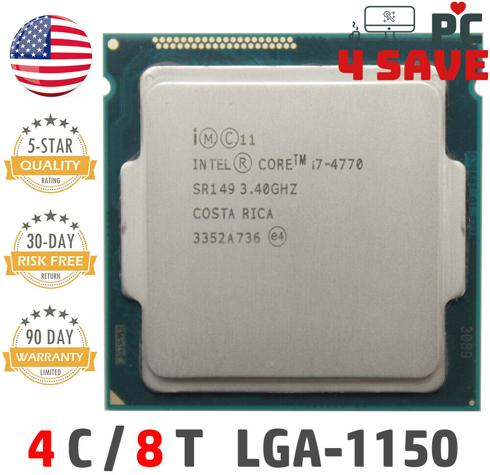 Intel 4th Gen Core i7-4770 SR149 3.40GHz (Turbo 3.90GHz) 4 Intel 4th Gen Core i7-4770 SR149 3.40GHz (Turbo 3.90GHz) 4