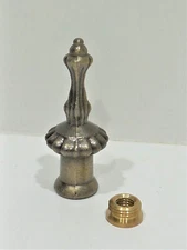 Lamp Shade Finial-Ornate Antique Brass-Cast Metal-Dual Thread
