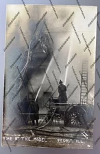 Antique RPPC 1909 Peoria Illinois Active Fire Model Store Real Photo Postcard