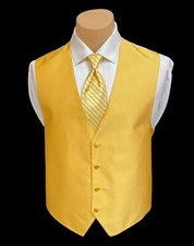 Men's Saffron Yellow Tuxedo Vest Long Tie Adjustable Fullback Medium M