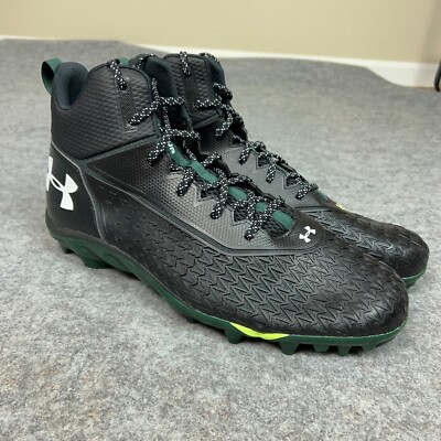 Under Armour Mens Football Cleat 16 Black Green Shoe Lacrosse