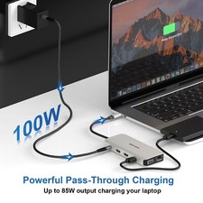 12 in 1 USB-C Hub Triple Monitor Laptop Docking Station 100W PD