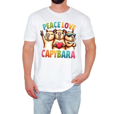 Lustiges Capybara Herren T-Shirt Peace Love süß Cartoon Tierliebhaber Geschenk