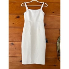 Lulus Guessing Game White Bodycon Midi Dress Fitted Party Bridal Classy Small