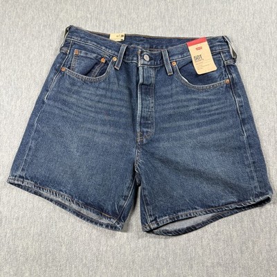 Levi's Shorts Womens W33 Blue 501 High Rise Mid Thigh 100% Cotton Denim Cut Off