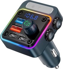 54W Bluetooth 5.3 Car Adapter, FM Transmitter 4-Port Fast Charging Wireless FM