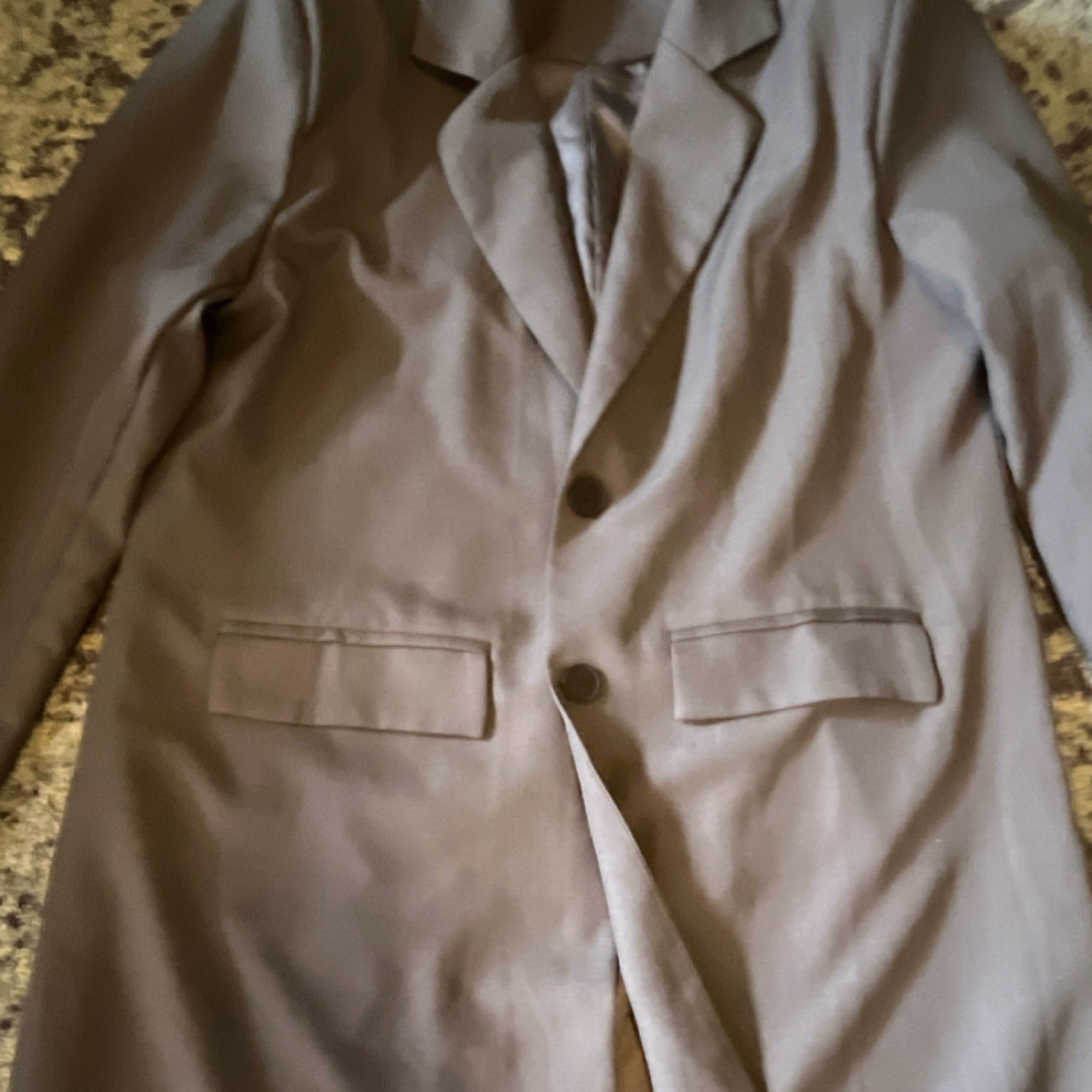 Gray Collared Button Long Overcoat Lined Pockets … - image 4