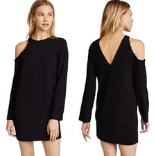 IRO Breen Black Crepe Cutout Long Sleeve Mini Dress Size 40 / Large / 8 Shift