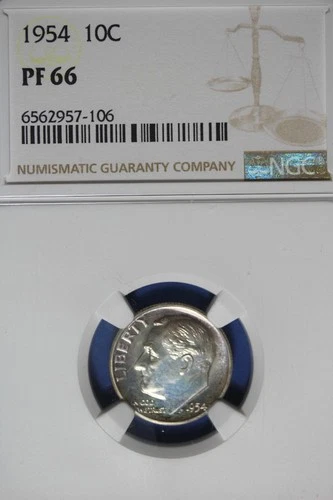 1954 NGC 10C PF66 ROOSEVELT DIME #B50925