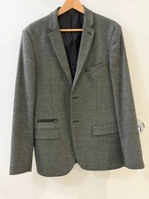 Nocturnal Men's Elegant Gray Blazer Size M Slim Fit with Elbow Patches