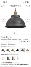 Industville Brooklyn Light Dome Shade Ceiling Pendant Pewter Grey Copper