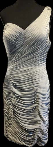 VALENTINO ABITO VAL STEFANI GRIGIO PLATINO MONOSPALLA INCRESPATO taglia 12 nuovo con etichetta