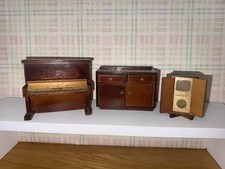 Vintage Dolls House Miniatures Furniture Rare Job Lot Living Room Piano Tv Wood