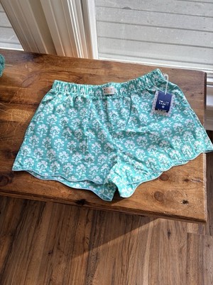 Women'S Stamped Floral Poplin Boxer Shorts Teal - Roller Rabbit X Target Medium