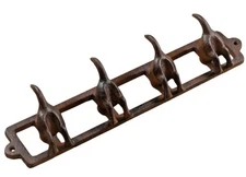 Midwest Craft House 4 Cast Iron Dog Tail Hooks On Rack