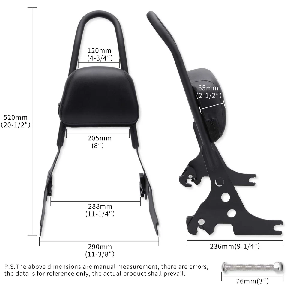 Moto Rear Pad Passenger Sissy Bar Backrest For Harley Davidson Street 500 /750 - Image 4 of 4
