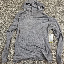 Zella Gray long sleeve hoodie with subtle textured pattern, size L