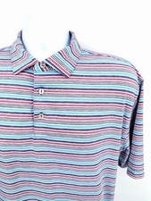 Peter Millar Summer Comfort Men's Large Stretch Golf Polo Shirt Purple Striped