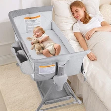 Baby Bassinet, Bedside Sleeper for Baby, 7 Height Adjustable Bedside Bassinet...