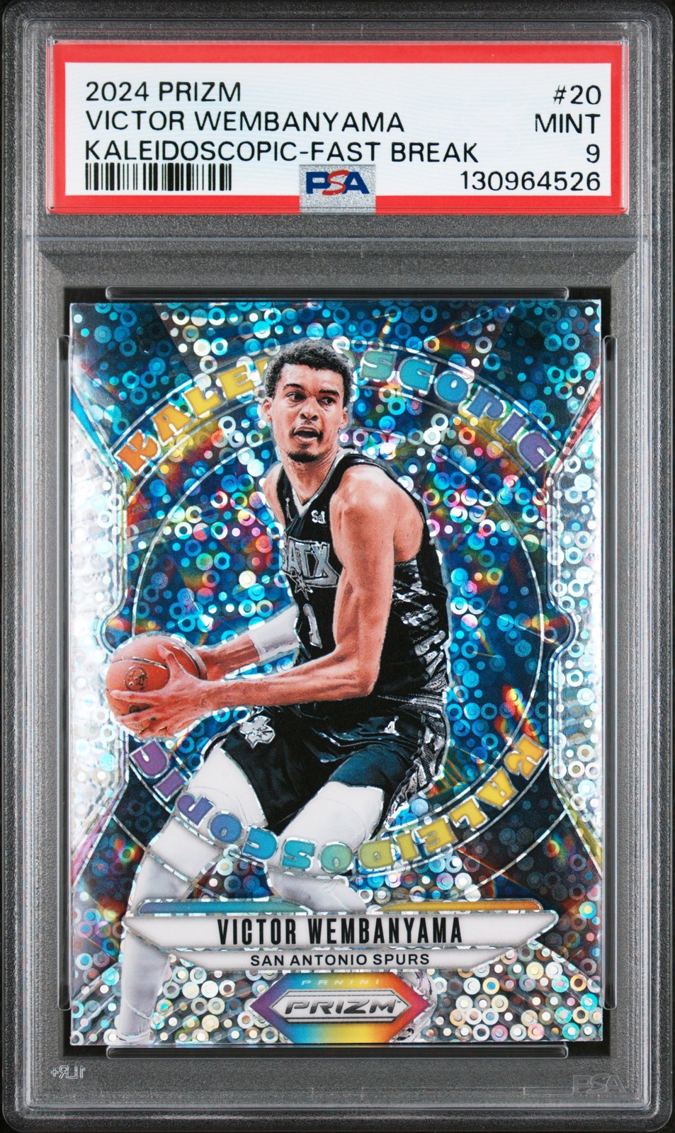 2024 PANINI PRIZM KALEIDOSCOPIC FAST BREAK #20 VICTOR WEMBANYAMA PSA 9