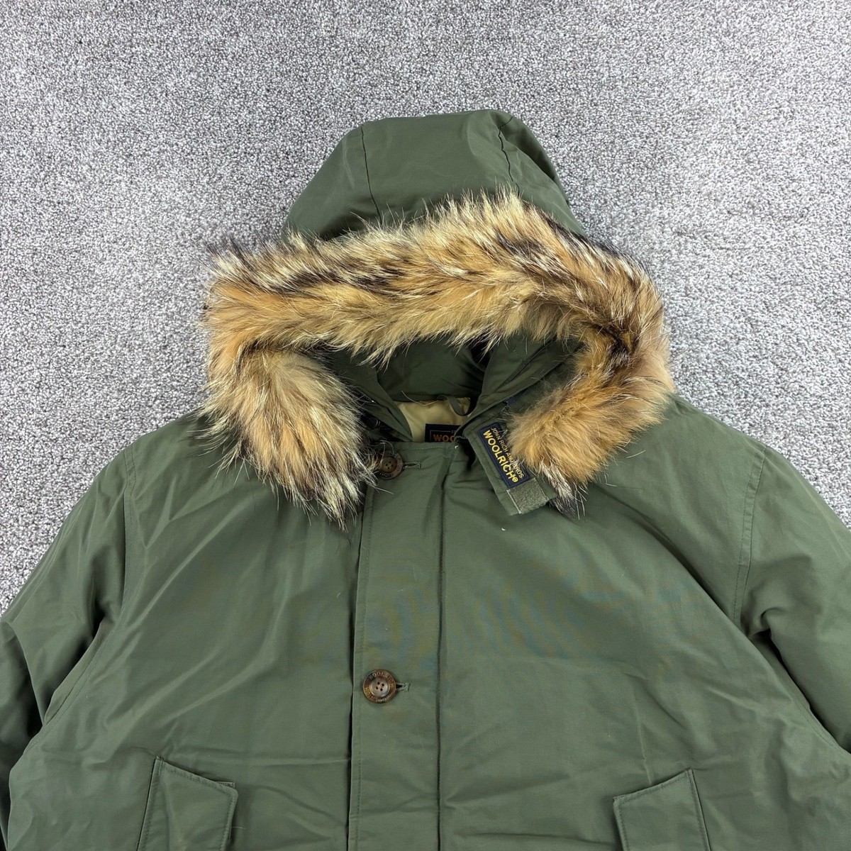 Vintage Woolrich Arctic Parka Mens Large Olive Drab Down Coyote